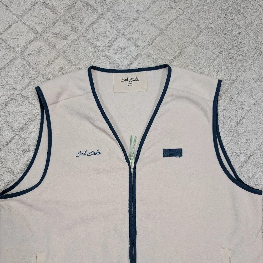 Bad Birdie Vest Jacket XXL White Silver Birch Bel Air Fleece Zip Up Golf